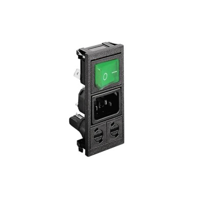 Bulgin C14 Vertical Panel Mount IEC Connector 250V 10A Female Quick Connect BZV03/Z0000/75