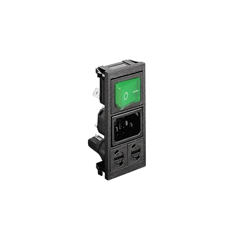 Bulgin C14 Vertical Panel Mount IEC Connector 250V 10A Female Quick Connect BZV03/Z0000/75