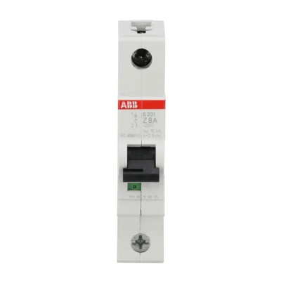ABB System Pro M Compact S200 Miniature Circuit Breaker, 1-Pole, 8A, Type Z, 400V AC, 72V 2CDS251001R0408 S201 Z 8A - 10 KA