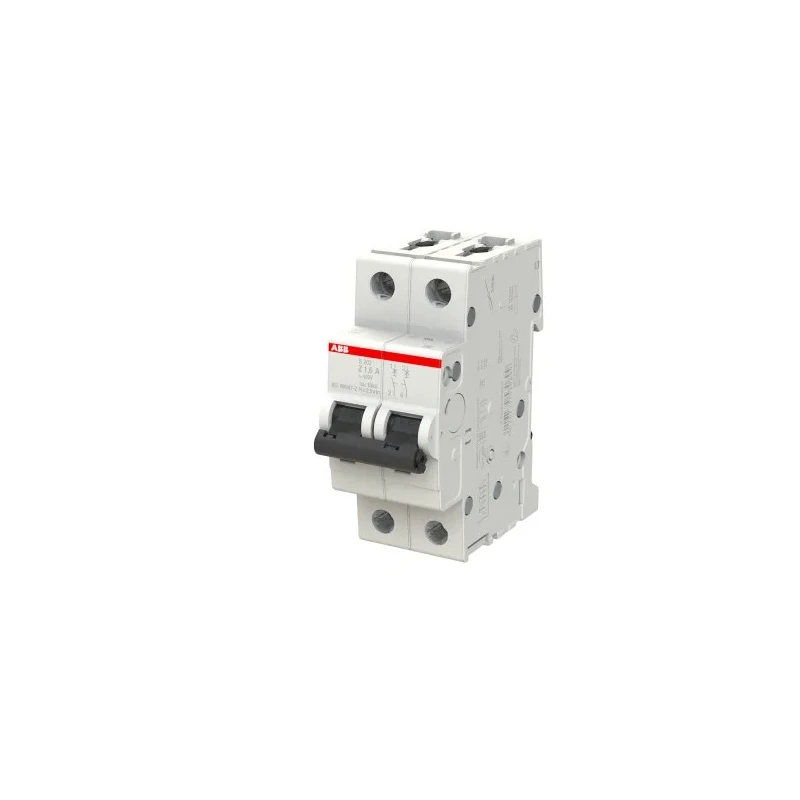 ABB System Pro M Compact S200 Miniature Circuit Breaker, 2-Pole, 1.6A, Type Z, 400V AC 2CDS252001R0258 S202 Z 1.6A - 10 KA
