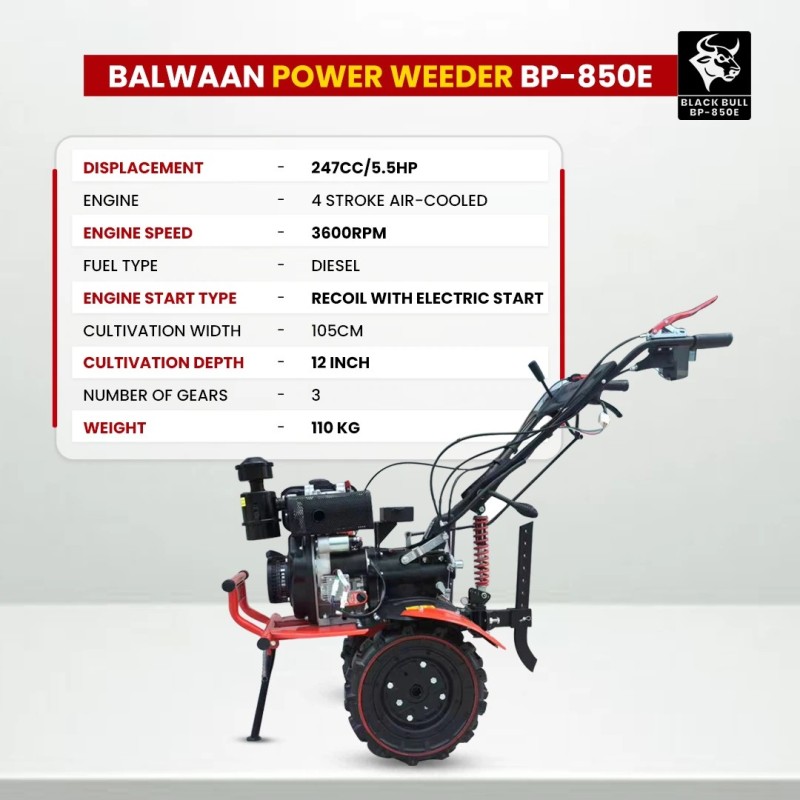 Balwaan Black Bull Power Weeder, BP-850E