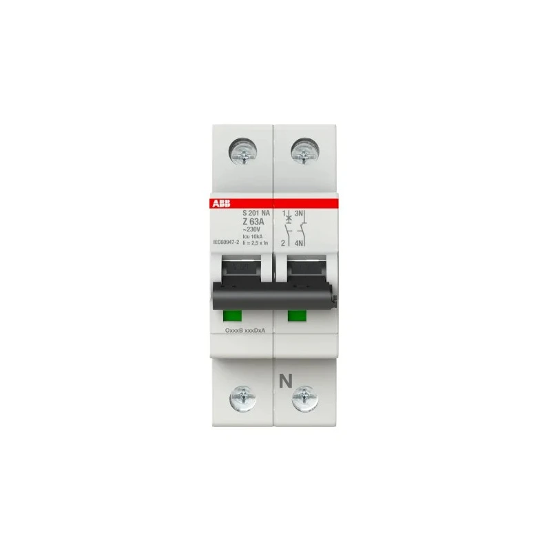 ABB System Pro M Compact S200 Miniature Circuit Breaker, 1-Pole, 63A, Type Z, 400V AC, 6 kA Breaking Capacity 2CDS251103R0608