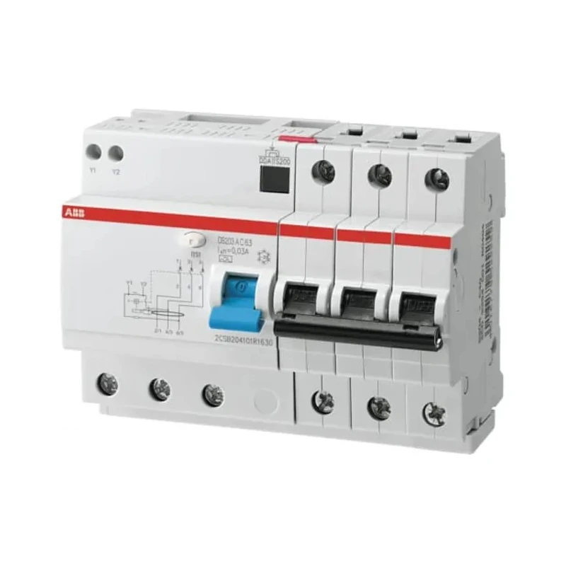 ABB Residual Current Circuit Breaker with Overload Protection 50A Current Rating 3-Pole 30mA Trip 2CSR273101R1505