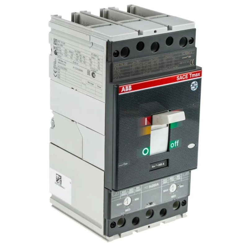 ABB Tmax Molded Case Circuit Breaker 3-Pole 200A Breaking Capacity 200kA Fixed 1SDA054232R1 T4L250 FF TMA 200A