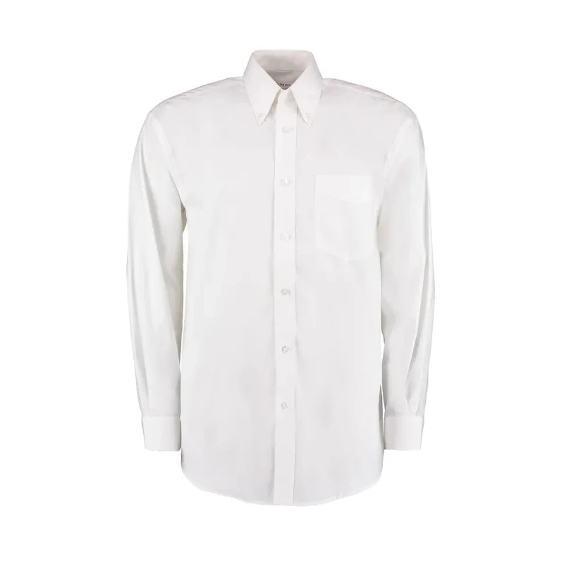 Kustom Kit Premium Oxford Men’s Long Sleeve White Cotton Polyester Work Shirt KK105 128 cm