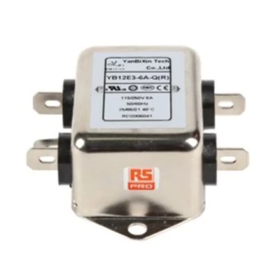 RS PRO 6 A 250V AC 400Hz Chassis Mount Power Line Filter Fast-On 1 Phase 237-8698