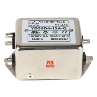 RS PRO 10 A 250V AC 50Hz 60Hz Chassis Mount Power Line Filter Fast-On 1 Phase 237-8724
