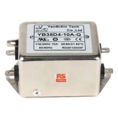 RS PRO 10 A 250V AC 50Hz 60Hz Chassis Mount Power Line Filter Fast-On 1 Phase 237-8724