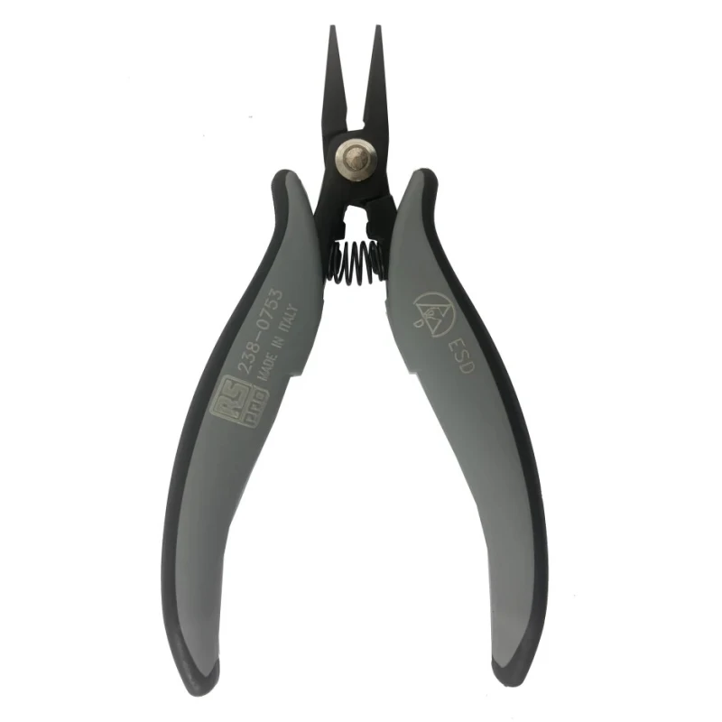 RS PRO 1-Piece Flat Nose Plier Smooth Jaw, 146mm Overall Length, 19mm Jaw Length, Carbon Steel, ESD Safe 238-0753