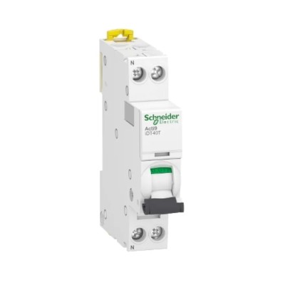 Schneider Electric Acti9 iDT40T Miniature Circuit Breaker 1-Pole 25A Type B 230V AC 4500A Breaking Capacity A9P12625