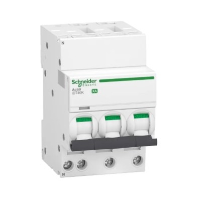 Schneider Electric Acti9 iDT40K XA Miniature Circuit Breaker 3+N-Pole, 40A, Type C, 230V AC, 4500A Breaking Capacity A9PK1740