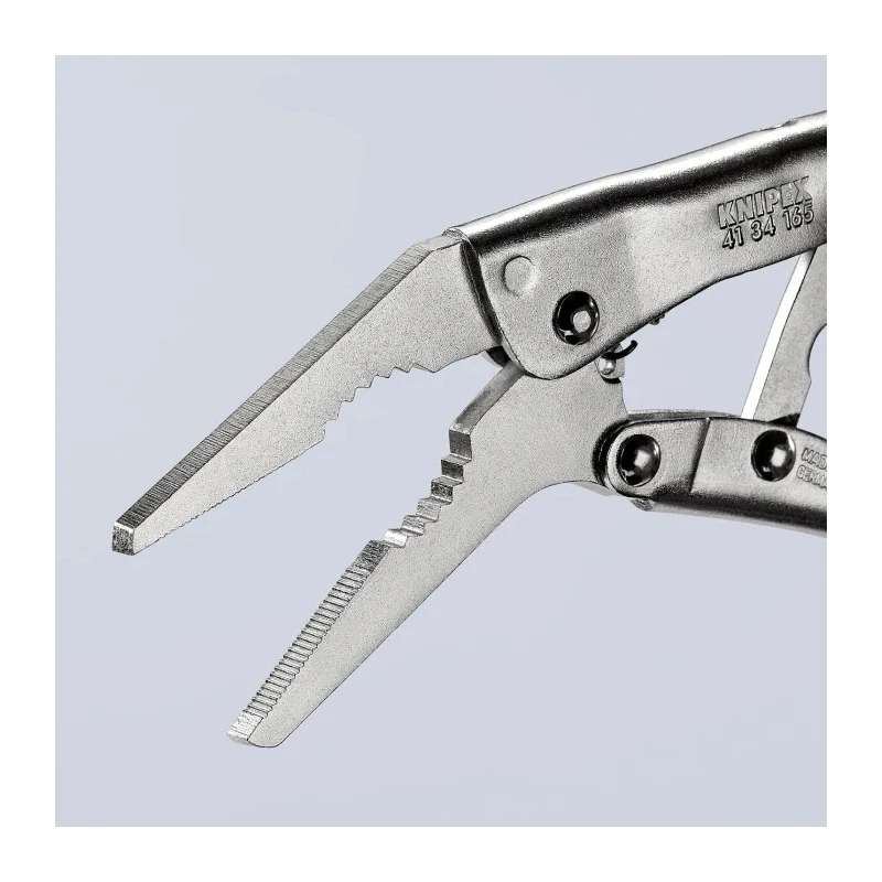 Knipex Mole Grips Long Nose Steel Pliers 165mm Overall Length, 24mm Jaw 41 34 165