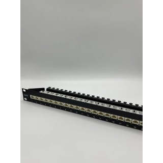 Telegartner Data Series Cat6 Shielded 24 Port RJ11 RJ12 RJ45 Patch Panel 1U Black 