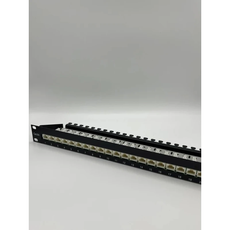 Telegartner Data Series Cat6 Shielded 24 Port RJ11 RJ12 RJ45 Patch Panel 1U Black 