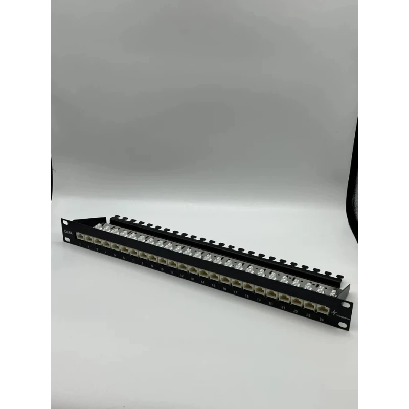 Telegartner Data Series Cat6 Shielded 24 Port RJ11 RJ12 RJ45 Patch Panel 1U Black 