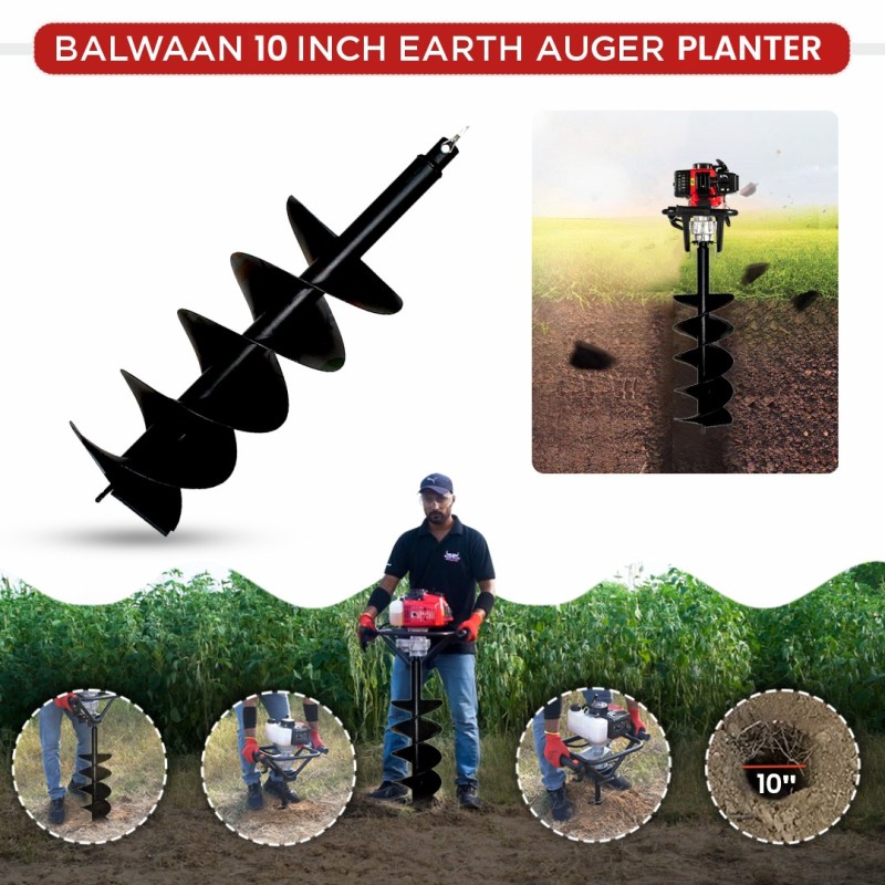 Balwaan 10 Inches Double Spiral Planter for Earth Auger, MTAK-AC-EA-5514