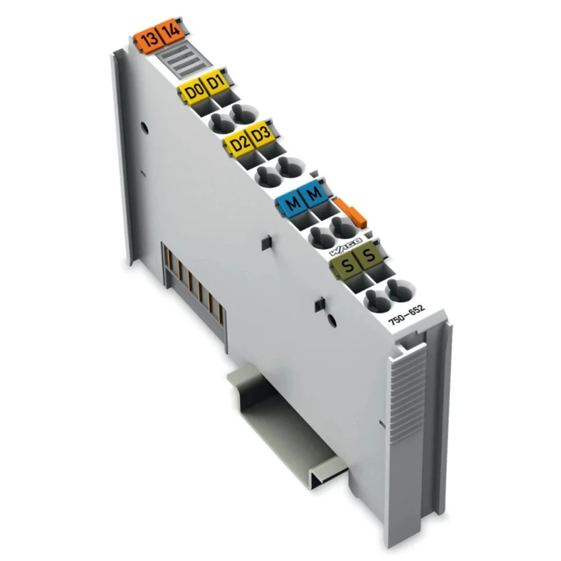 WAGO Interface Module with RS422/RS485 and RS232 Input Type, 24V Supply Voltage, 8 I/Os, DIN Rail Mount 750-652