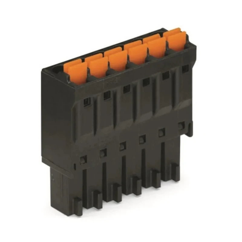 WAGO Pluggable Terminal Block, 10-Contact, 3.5 mm Pitch, 1 Row, 8A Current, 160V Voltage, Push-in Cage Clamp, Black, 714-110
