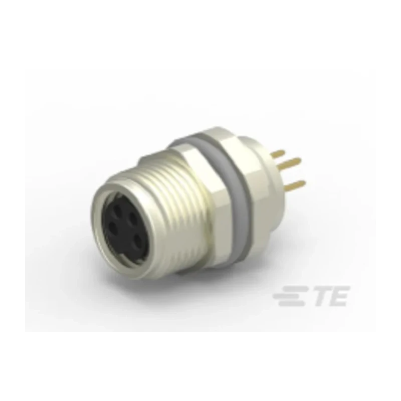 TE Connectivity Circular Connector 4 Contacts M8 Socket Female IP67 Brass Nickel Polyamide T4 Series T4041017041-000