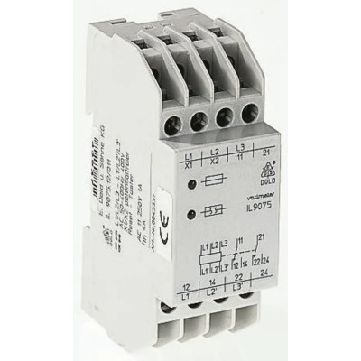 Dold 3 Phase Monitoring Relay DPDT Contact Configuration DIN Rail Mount IL9075.12/001 AC50-400Hz 400V