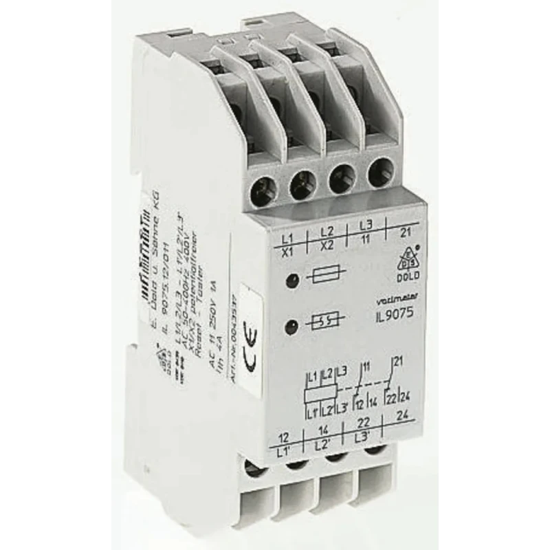 Dold 3 Phase Monitoring Relay DPDT Contact Configuration DIN Rail Mount IL9075.12/001 AC50-400Hz 400V