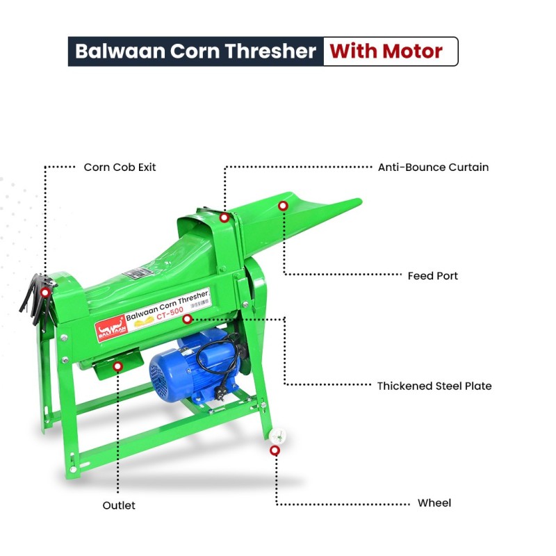 Balwaan Corn Thresher CT-500 With Motor (Green)