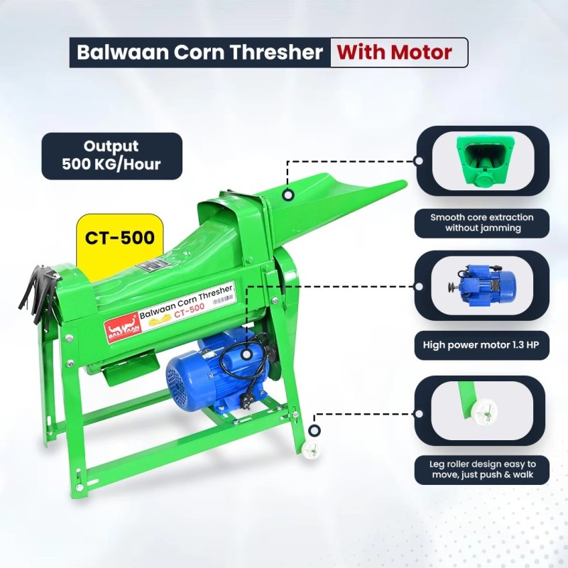 Balwaan Corn Thresher CT-500 With Motor (Green)