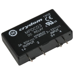 Crydom DRA1 Series Solid State Relay, 3 A Load, 60 V dc Load, 32V dc Control, DIN Rail Mount DRA1