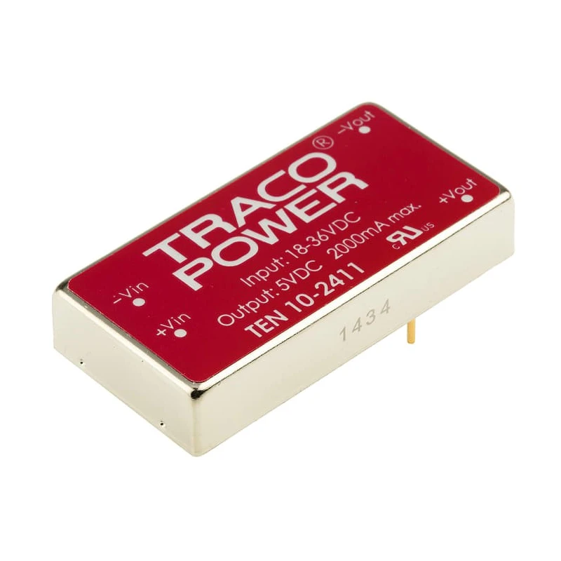 TRACOPOWER DC/DC Converter 5V DC 2A 18-36V Input 10W PCB Shielded Metal Case TEN 10-2411