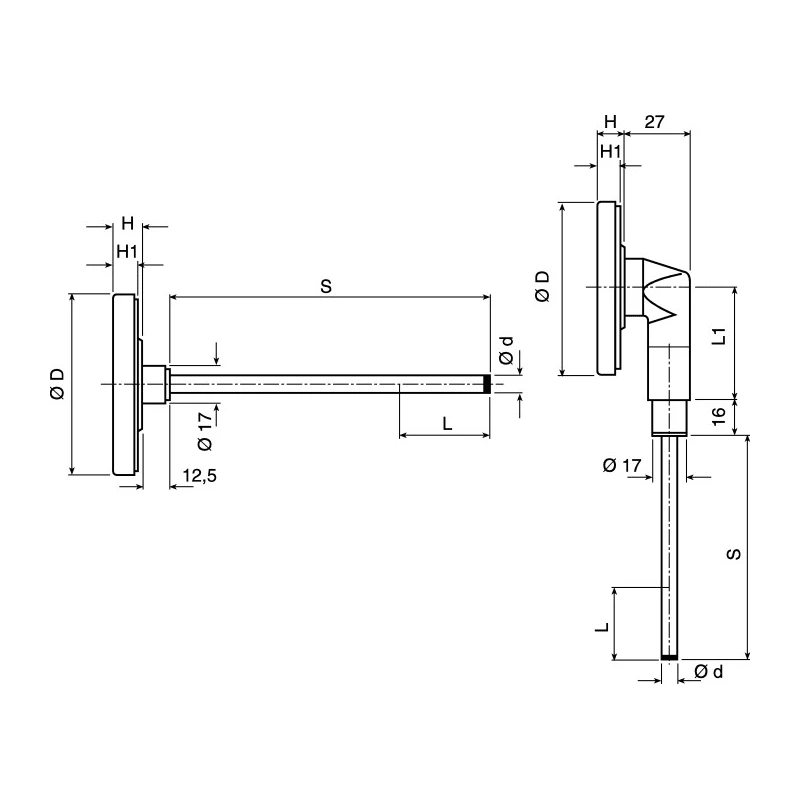 Jumo Bimetallic Dial Thermometer 63mm Dial Size, 120°C Maximum Temperature 608001/0163-818-913-12-104-46-46-50/000