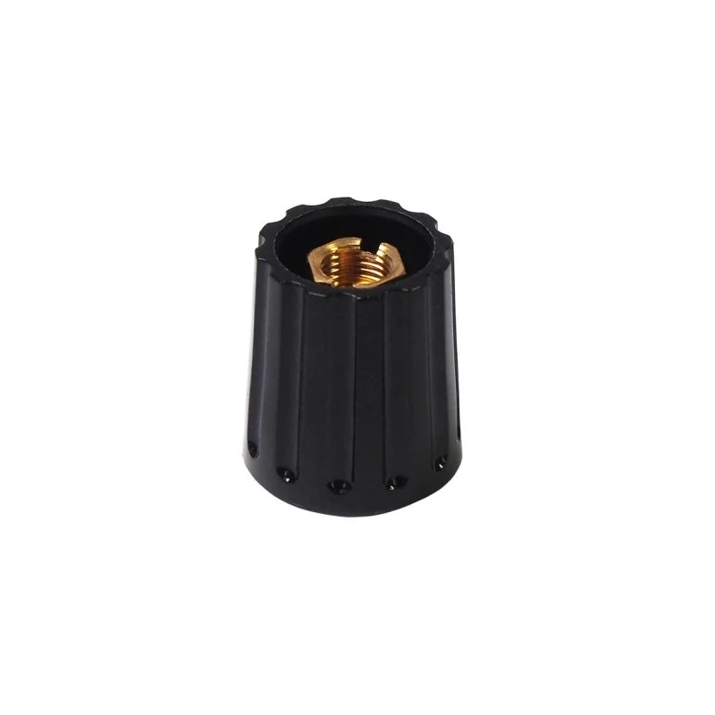 Elma Potentiometer Knob, 21 mm Outside Diameter, 0.25 in Shaft Diameter, Polyamide, Black, Model 020 4525