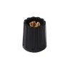 Elma Potentiometer Knob, 21 mm Outside Diameter, 0.25 in Shaft Diameter, Polyamide, Black, Model 020 4525