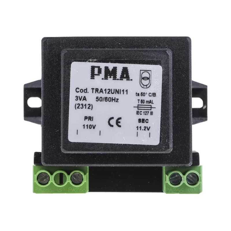 Carel 3 VA DIN Rail Panel Mount Transformer, 110 V ac Primary, 12 V ac Secondary, RoHS TRA12UN111