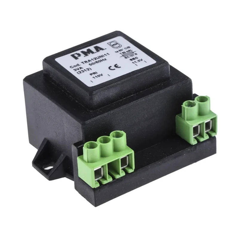 Carel 3 VA DIN Rail Panel Mount Transformer, 110 V ac Primary, 12 V ac Secondary, RoHS TRA12UN111