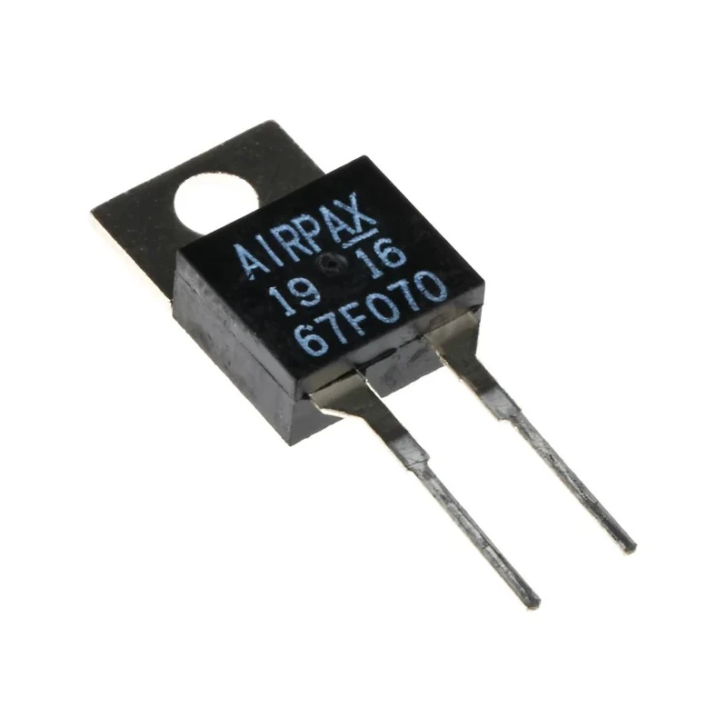 Airpax Bi-Metallic Thermostat, 70°C Closing Temperature, 130°C Max, Automatic Reset, 1A PCB Terminal 67F070