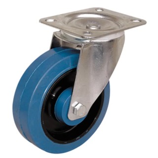 Guitel Hervieu Swivel Castor with 250 kg Load Capacity, 125 mm Rubber Wheel, Pressed Steel Frame, Roller Bearing 1357222