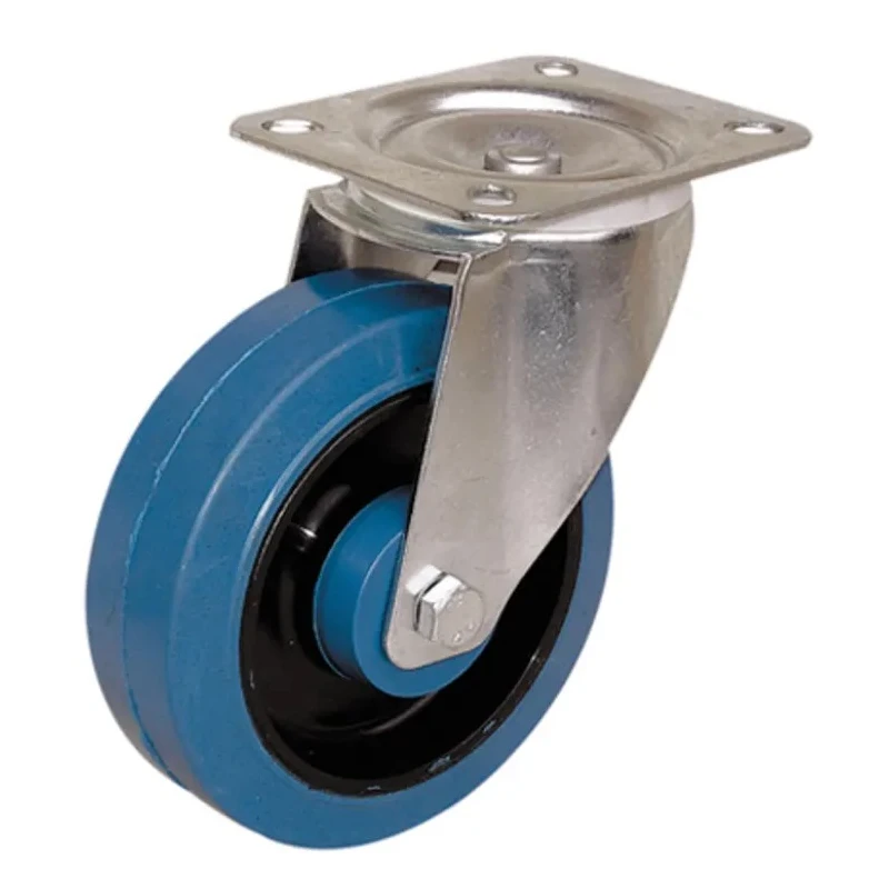Guitel Hervieu Swivel Castor with 250 kg Load Capacity, 125 mm Rubber Wheel, Pressed Steel Frame, Roller Bearing 1357222