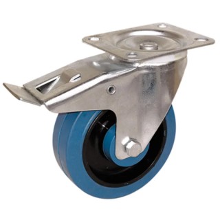 Guitel Hervieu Braked Swivel Castor 250 kg Capacity 125 mm Rubber Wheel 165 mm Overall Height 13517222