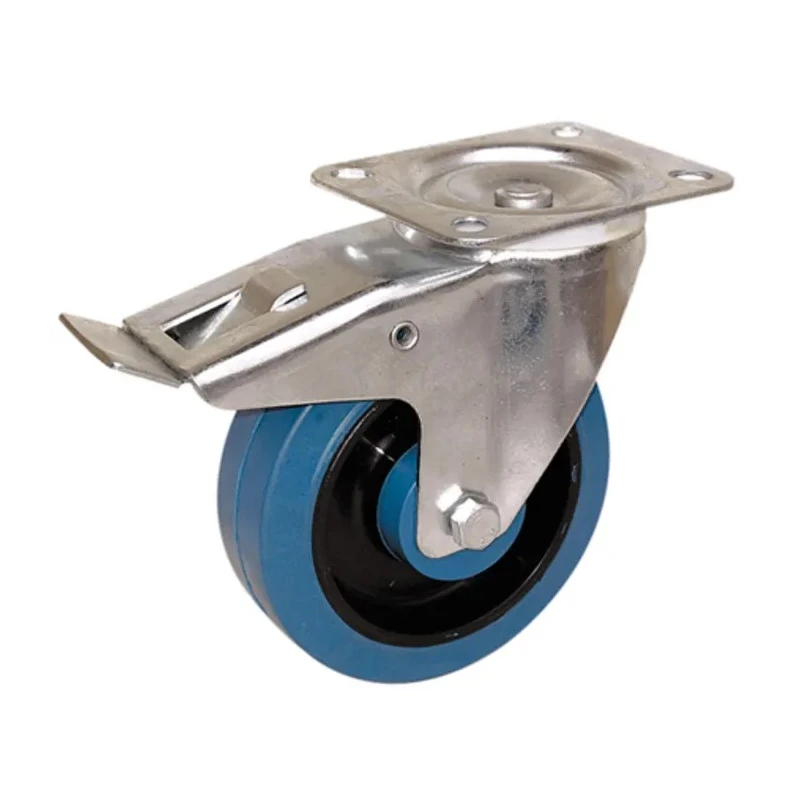 Guitel Hervieu Braked Swivel Castor 250 kg Capacity 125 mm Rubber Wheel 165 mm Overall Height 13517222