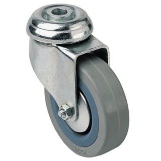 Guitel Hervieu Swivel Castor, 70 kg Load Capacity, 100 mm Rubber Wheel, Pressed Steel Frame, Bright Zinc Plated Finish 313807