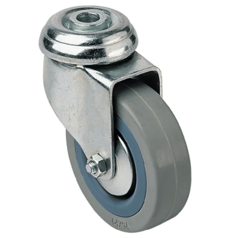 Guitel Hervieu Swivel Castor, 70 kg Load Capacity, 100 mm Rubber Wheel, Pressed Steel Frame, Bright Zinc Plated Finish 313807