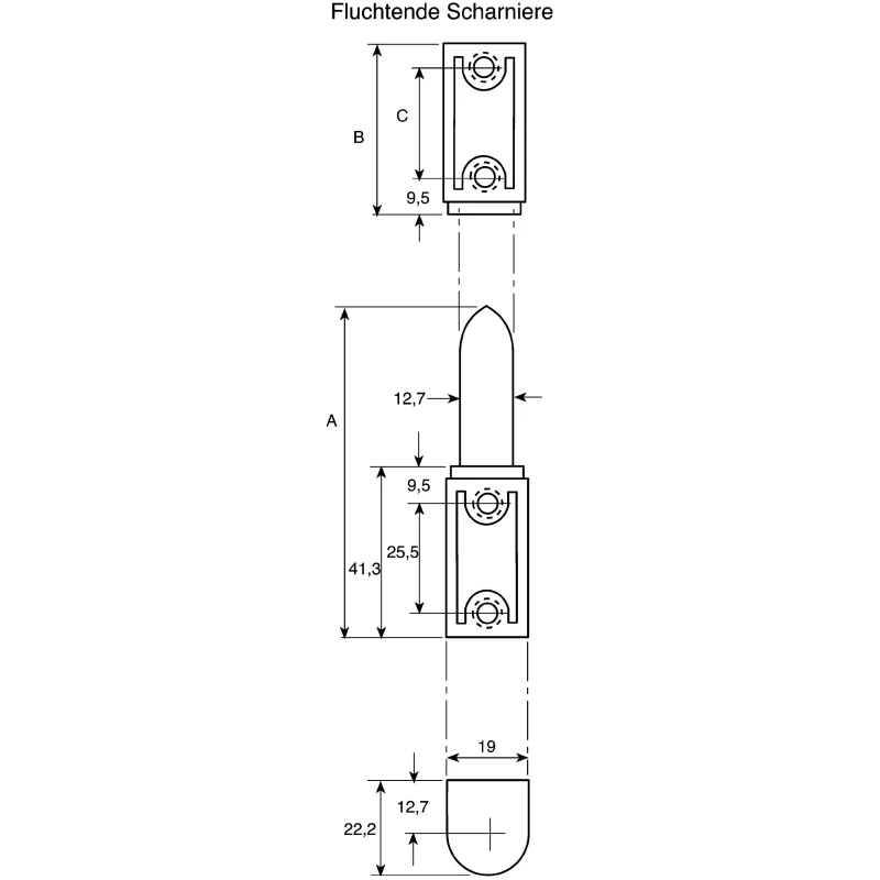 Southco Nylon Barrel Hinge with Lift-Off Pin, Screw Fixing, Chrome Plated Finish, 78mm x 28.5mm x 19mm 96-50-400-11