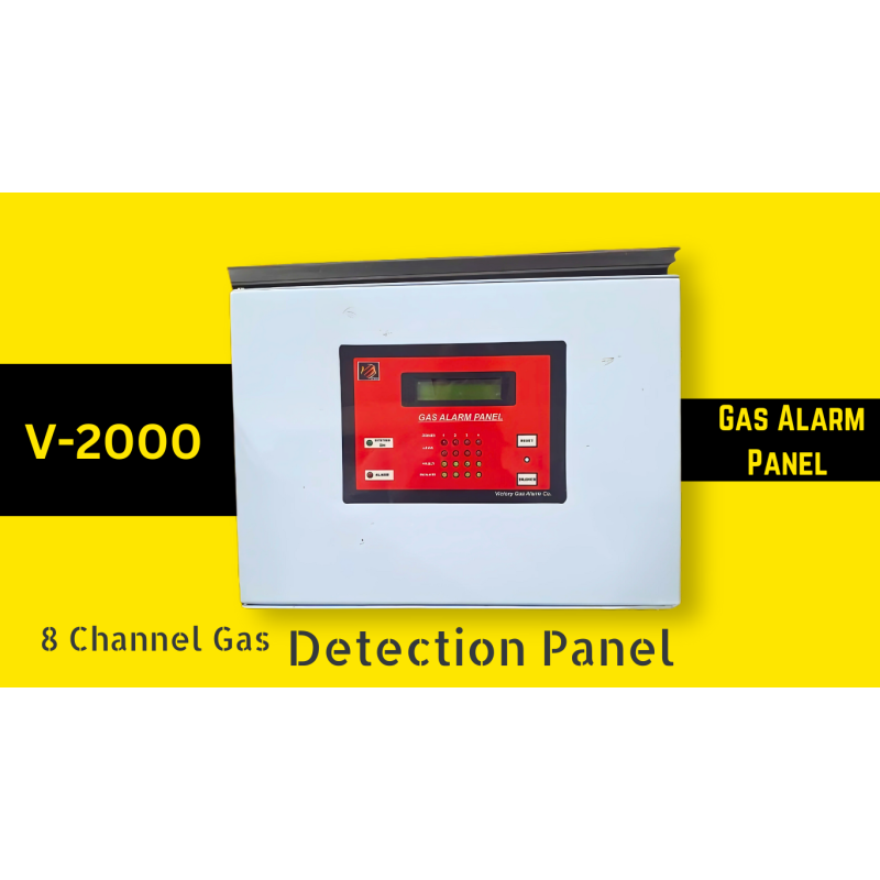 Gas Alarm Panel with LCD Display, Keypad, and Alarm Indicators