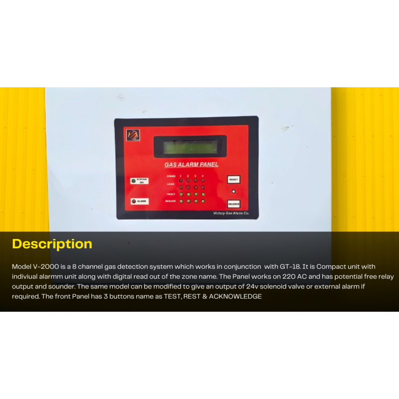 Gas Alarm Panel with LCD Display, Keypad, and Alarm Indicators