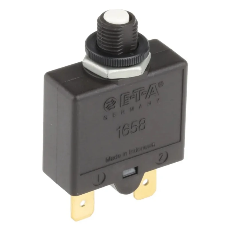 ETA Thermal Circuit Breaker 1-Pole Panel Mount 5A Current Rating 250V AC 28V DC 1658-G21-02-P10-5A