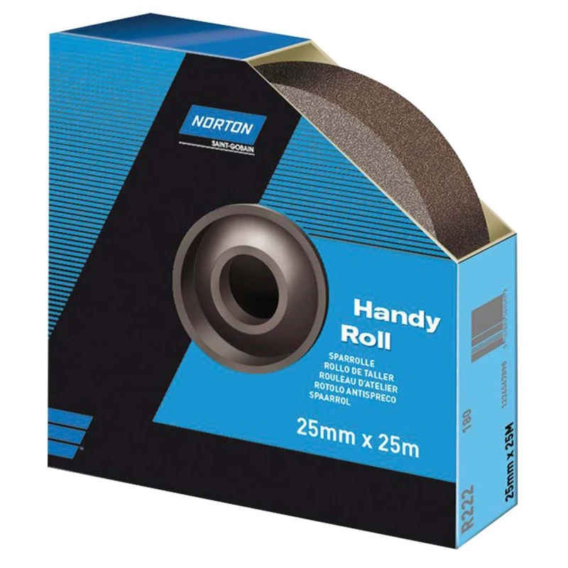 Norton Abrasive Paper Cloth Roll Aluminium Oxide P180 Grit Very Fine Grade 25m x 38mm 63642531806
