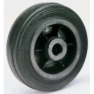 LAG Black Rubber Trolley Wheel 125mm Diameter 37.5mm Width 90kg Load Capacity Thermoplastic Hub 13112