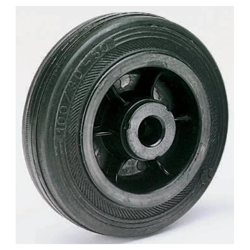 LAG Black Rubber Trolley Wheel 125mm Diameter 37.5mm Width 90kg Load Capacity Thermoplastic Hub 13112