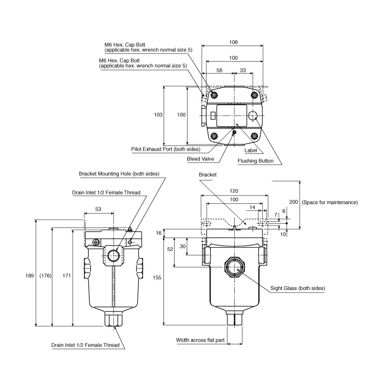SMC Automatic 1/2 in Female Condensate Drain 400 cm³/min, ADH4000-04