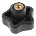Elesa Black Fibreglass Reinforced Polyamide Based (PA) Technopolymer, Polypropylene Multiple Lobes Clamping Knob 69893